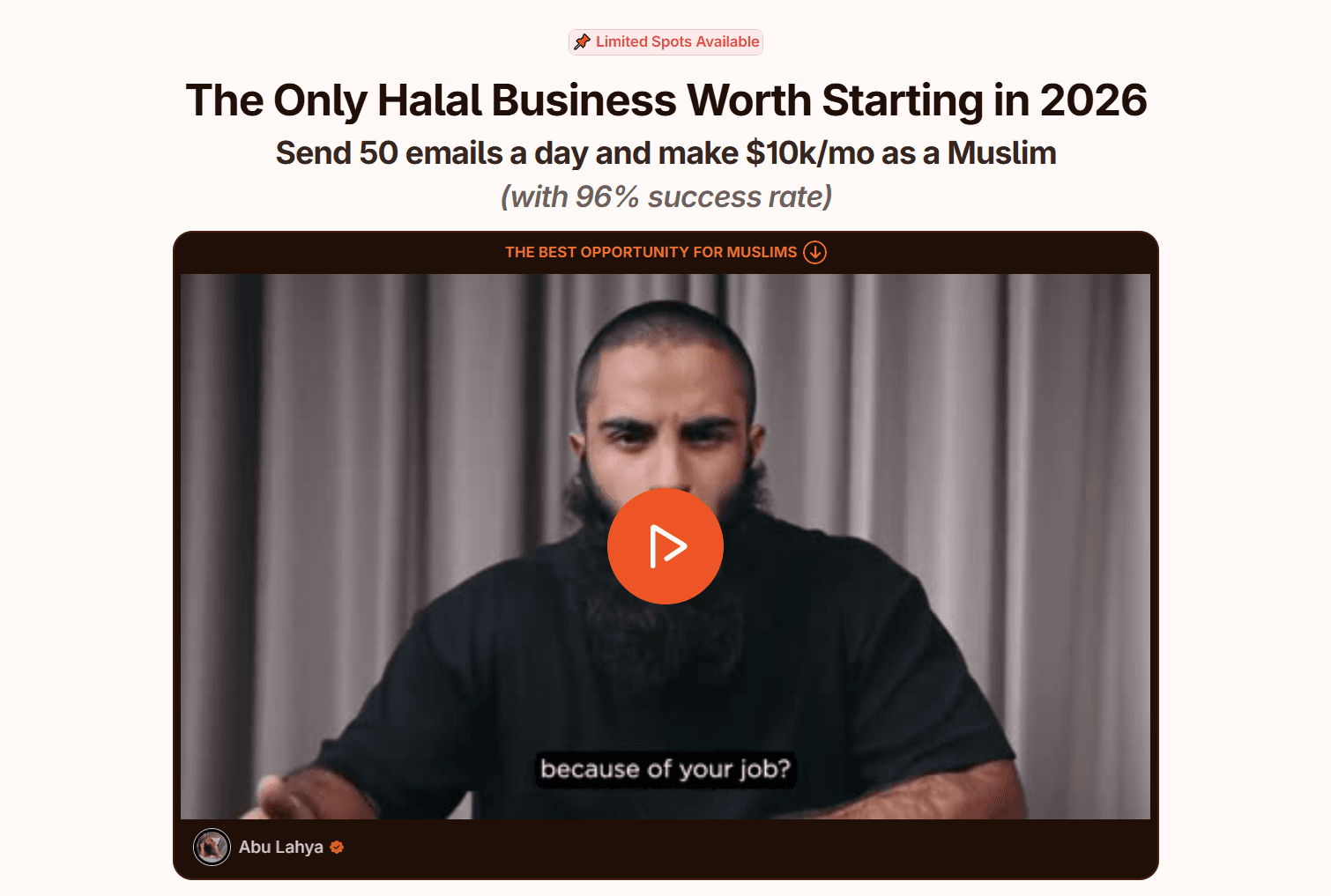 IMA Accelerator, Ad landing page